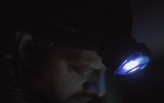 Drone pilot with headlamp Professional drone pilot working on a dark morning with his S4 headlamp