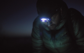 Drone pilot with headlamp Professional drone pilot working on a dark morning with his S4 headlamp
