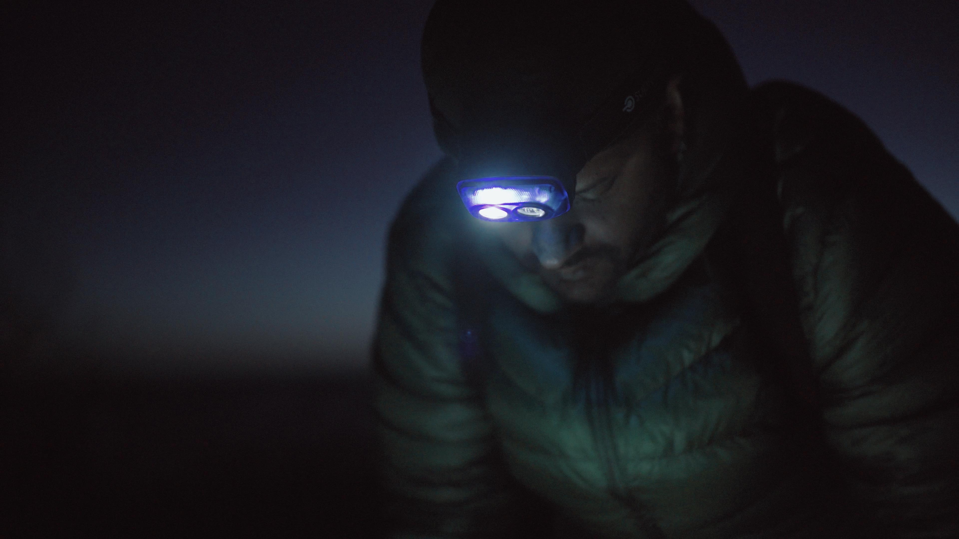 Drone pilot with headlamp Professional drone pilot working on a dark morning with his S4 headlamp