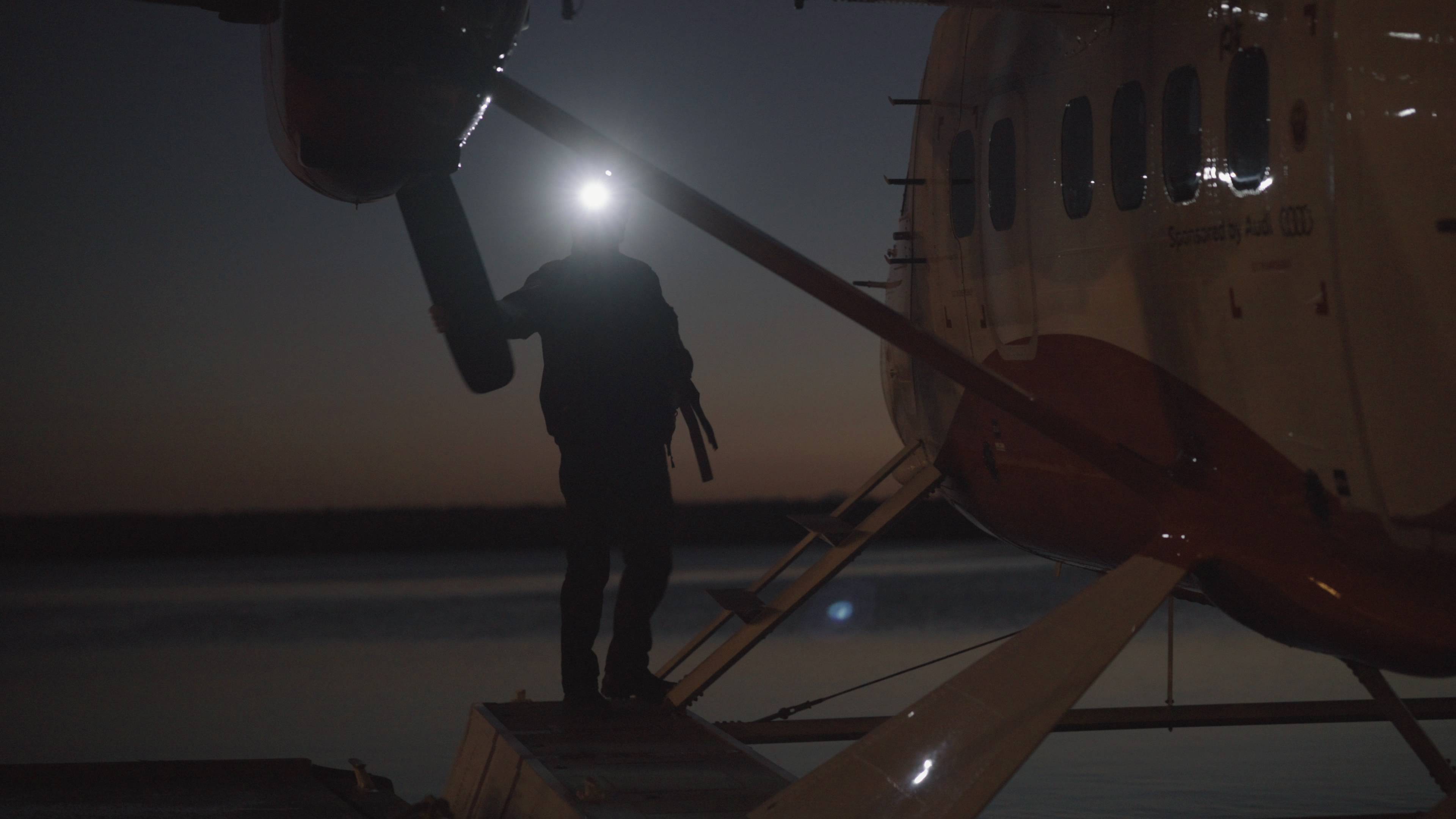 seaplane mechanic 12 Flight mechanic inspecting seaplane before take off using the V3pro rechargeable headlamp