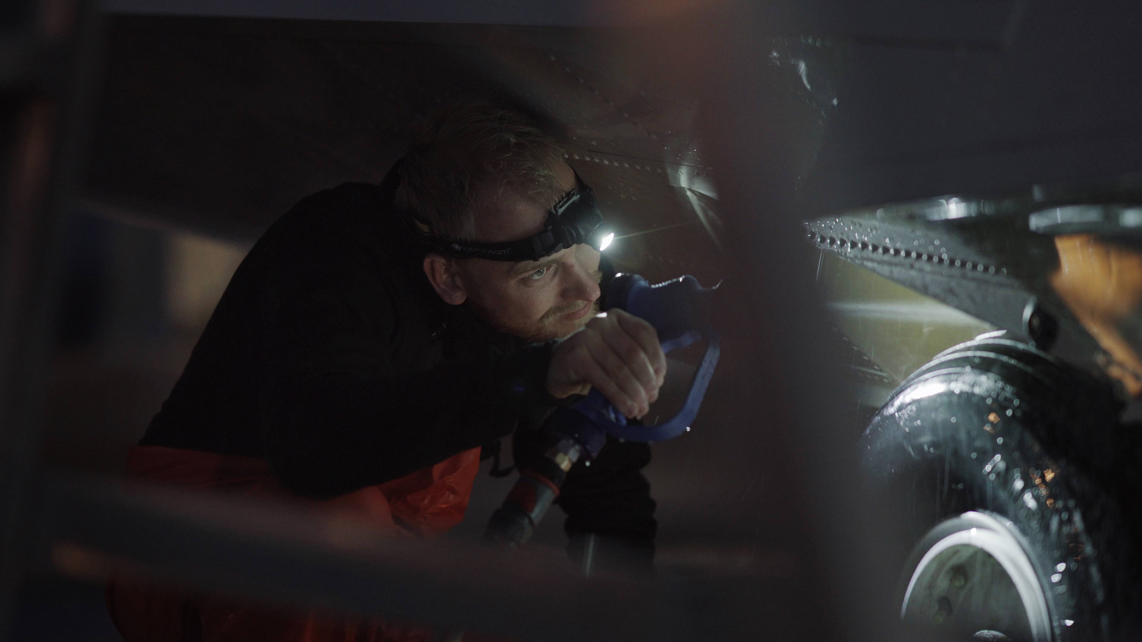 seaplane mechanic 2 Flight mechanic inspecting seaplane before take off using the V3pro rechargeable headlamp